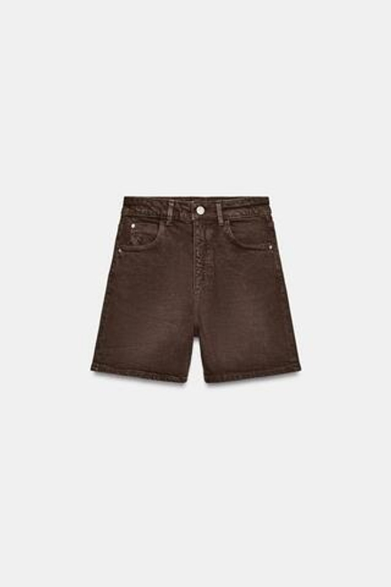 ZARA ШОРТЫ Z1975 MOM FIT, КОРИЧНЕВЫЙ
