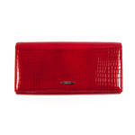 Стильный красный женский кошелёк из из премиальной искусственной кожи с 3 большими отделениями, двойным отделением в отдельной монетнице, 2 потайными карманами, окошком для пропуска и 8 кармашками для пластиковых карт CS205-101В