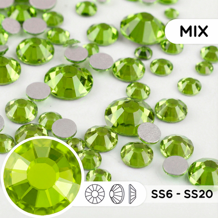 Набор стеклянных страз (mix размеров) — Peridot