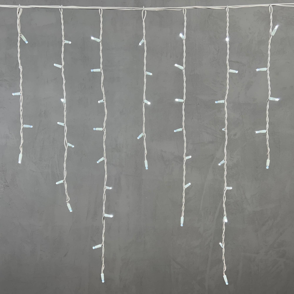 Светодиодная бахрома с колпачком 3,2*0,9 м., 168 белых LED ламп, каучуковый белый провод, LTC (LL168-8-2W)