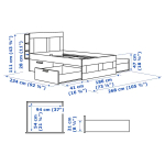 Каркас кровати с изголовьем и ящиками - IKEA BRIMNES/LURÖY/LUROY, 180х200 см, белый, БРИМНЭС/БРИМНЕС/ЛУРОЙ ИКЕА