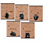 Тетрадь 12л., клетка, Alingar, скрепка, блок офсет, 100% белизна, мелованный картон (стандарт), "Мур-мяфф", 5 дизайнов в пленке т/у