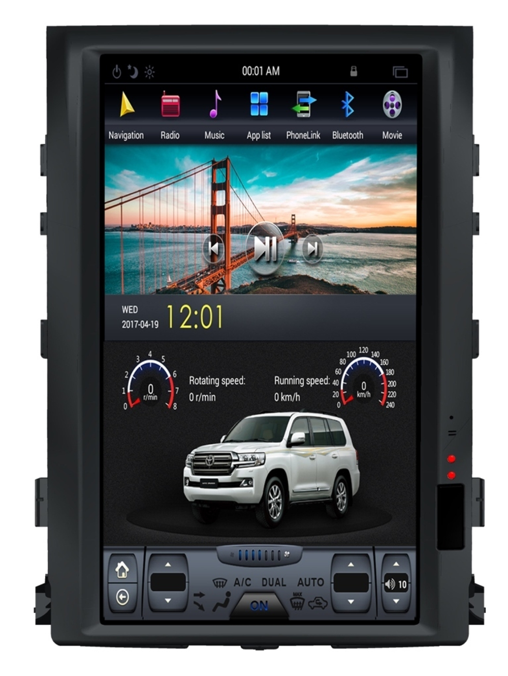 Автомагнитола Тесла стиль для Toyota Land Сruiser 200 2008-2015 (авто с высокими опциями)