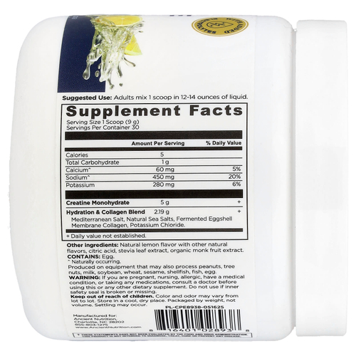 Ancient Nutrition, креатин с коллагеном, с лимонным вкусом, 272 г (9,6 унции)