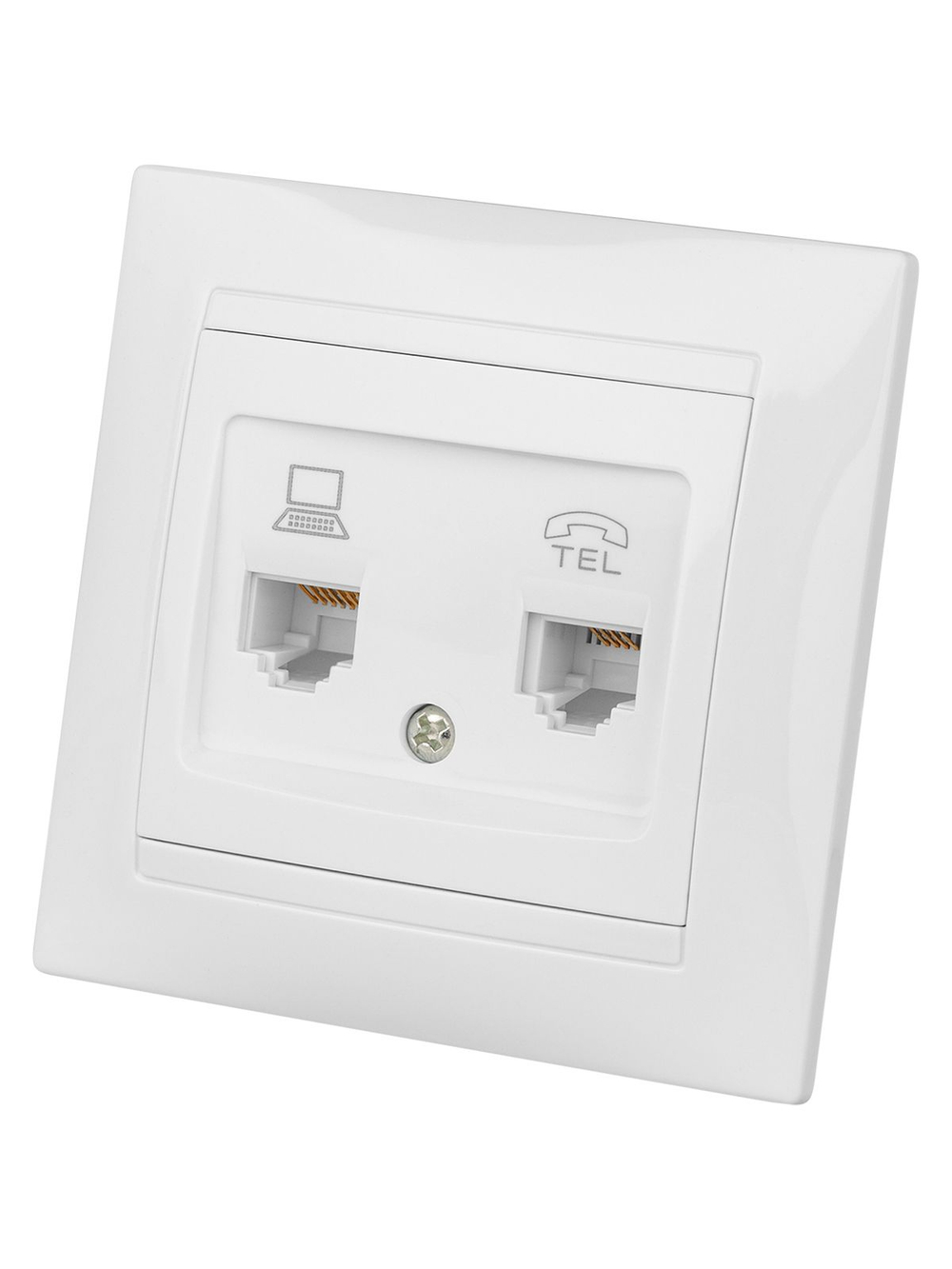Розетка телефонная RJ11 + компьютерная RJ45 белая "Лама" TDM