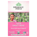 Organic India, чай с тулси, сладкая роза, без кофеина, 18 пакетиков, 28,8 г (1,01 унции)