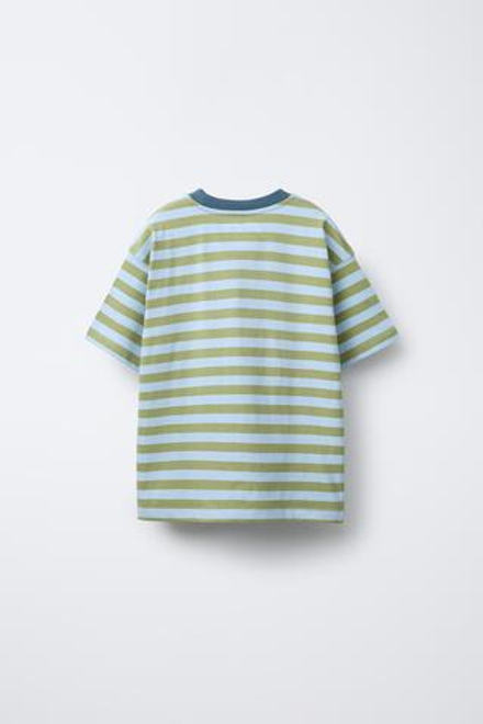 ZARA ФУТБОЛКА В ПОЛОСКУ, ЗЕЛЕНЫЙ