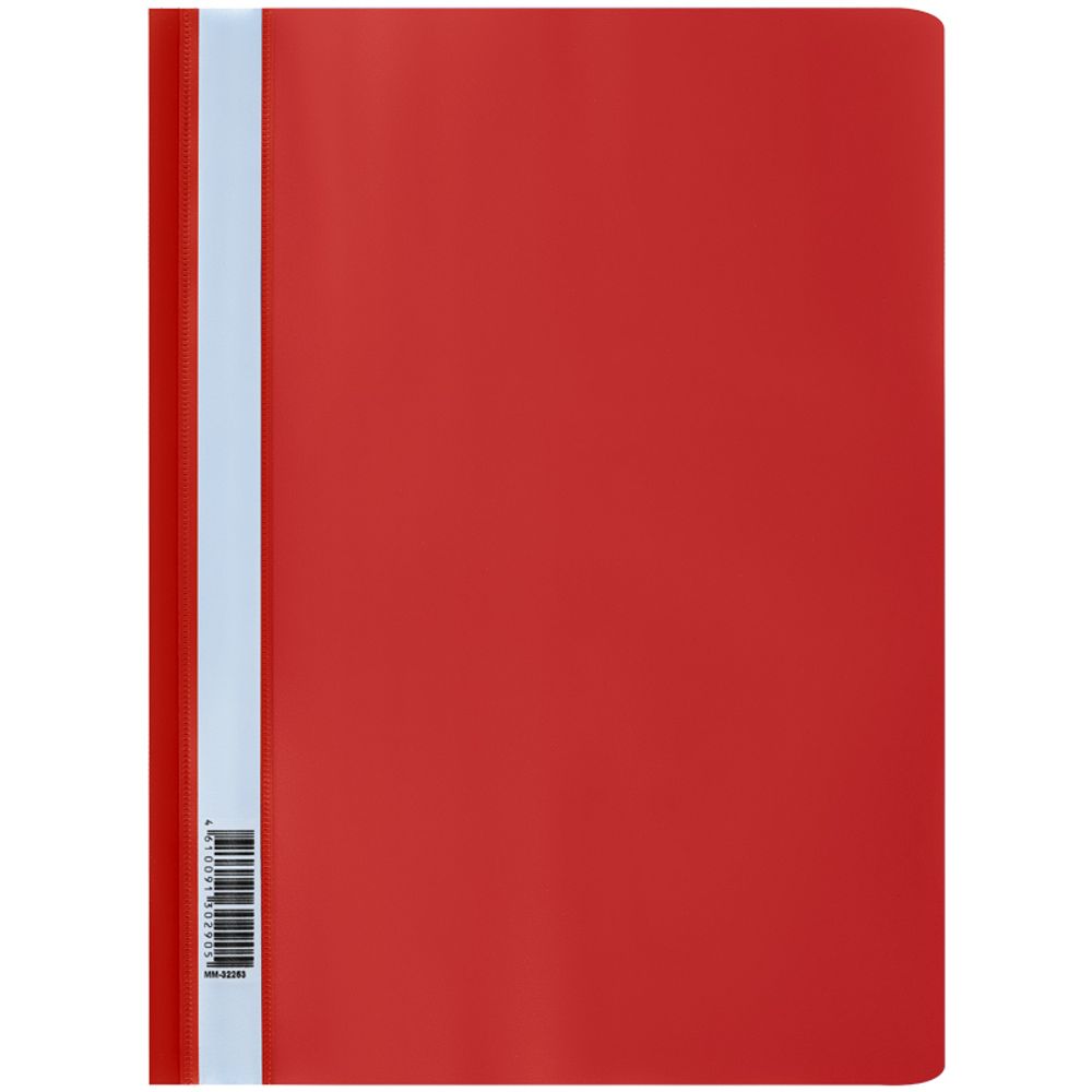 Скоросшиватель с прозрачным верхом А4, пластик 160мкм, Стамм, красная