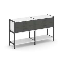 Shelf System Двухсекционный стеллаж двухярусный с ящиками SN.STM-222 Белый/Антрацит/Металл Антрацит