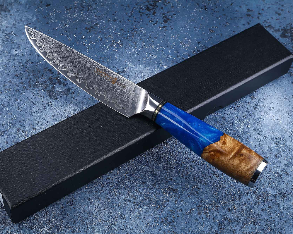 Кухонный нож универсальный Blue Resin wood VG10 SG-003