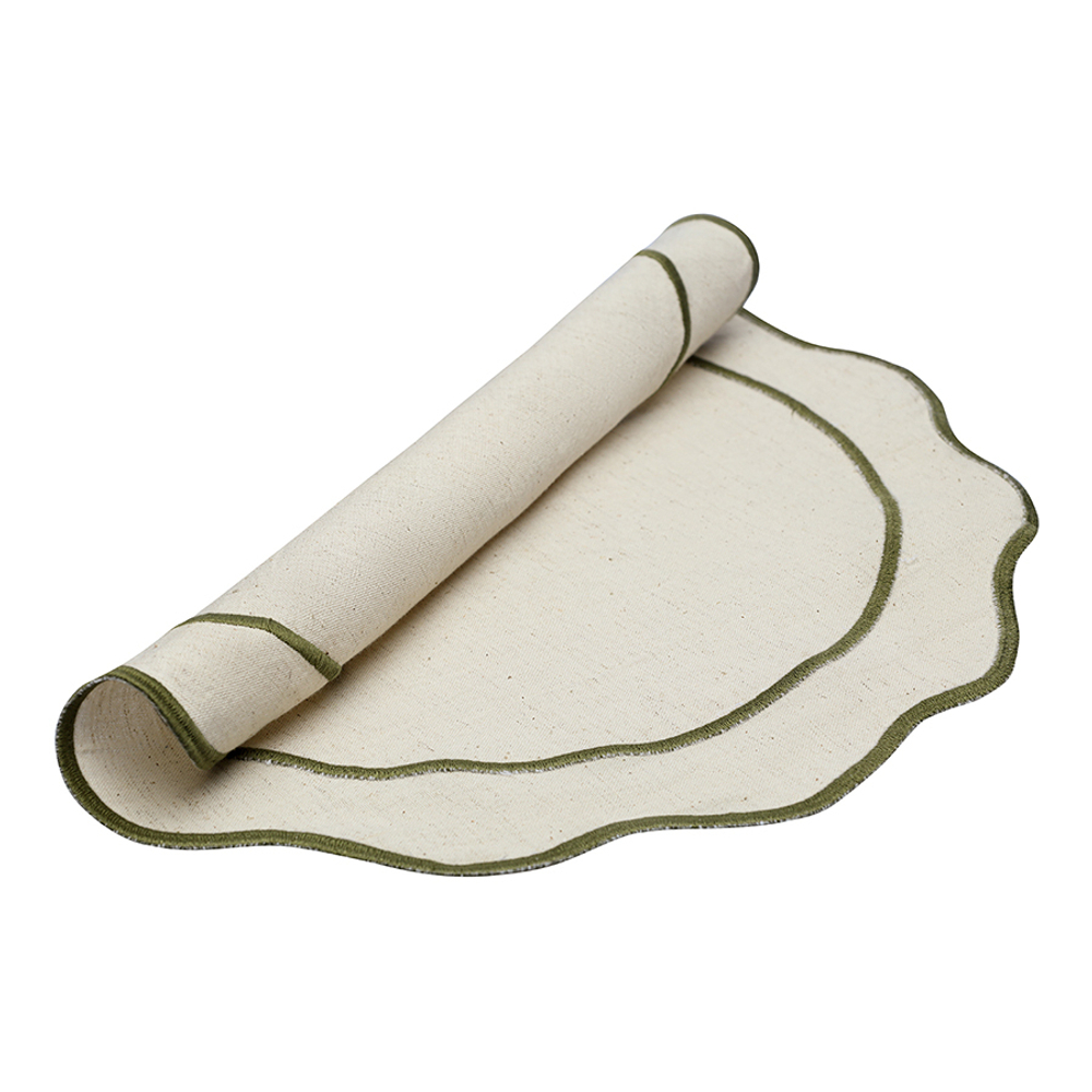 Салфетка под приборы anemone из коллекции trendy ruffles, D38 см, оливковый