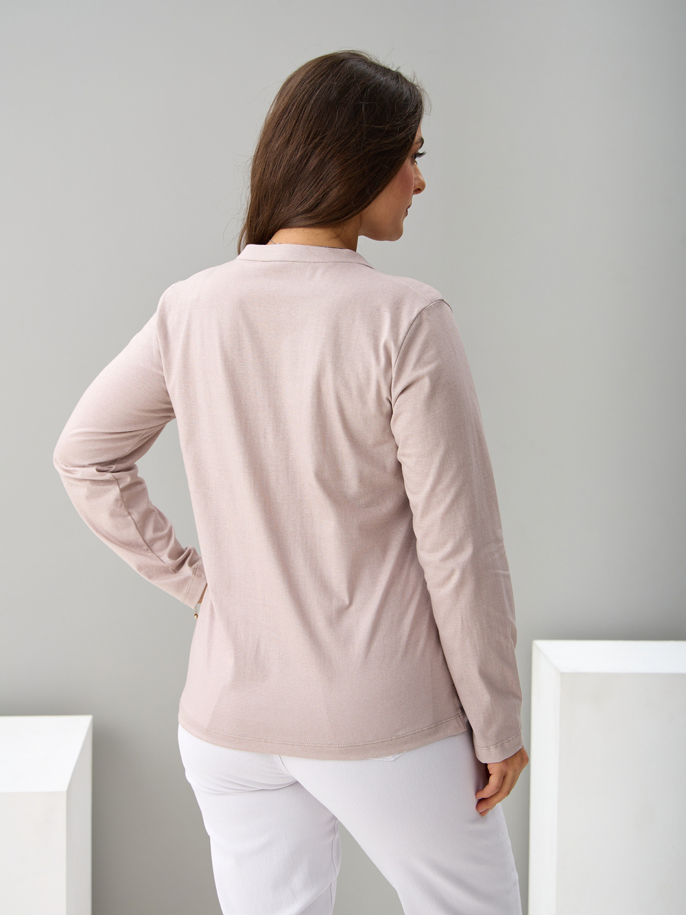 Блузка БЛ-22/бежевыйрогожка-цветы-п