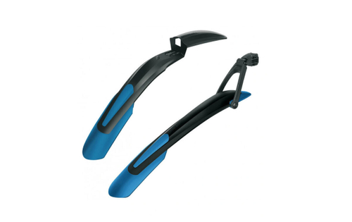 Крылья 29" SHOCKBLADE/X-BLADE, к-кт перед/задн. крепеж: перед. бустер вилки, задн. б/съемн. за подсед. штырь шир. 90мм, 2х-комп. пластик, син-черн.