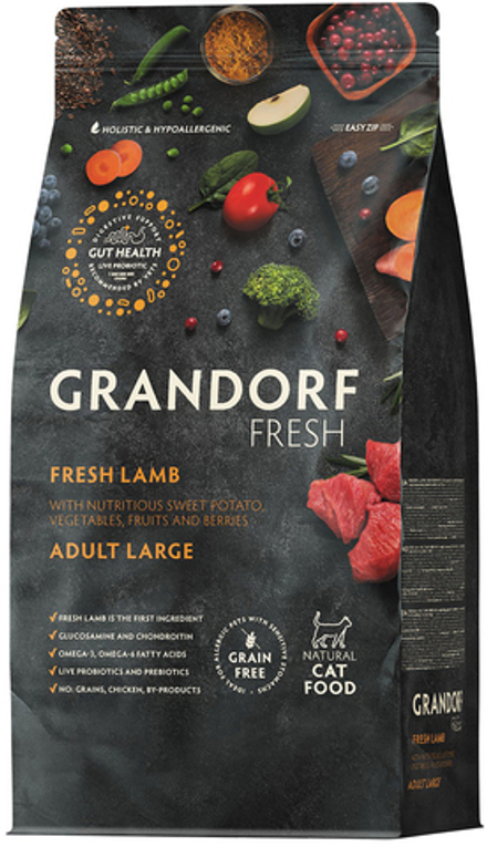 Grandorf Fresh 400гр Holistic Large Lamb&Sweet Potato Сухой корм для кошек крупных пород, свежее мясо ягненка с бататом