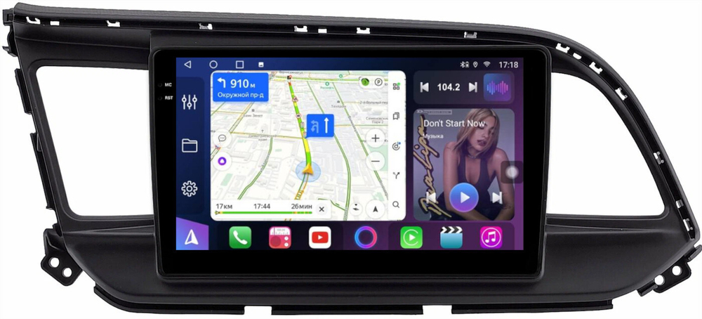 Магнитола для Hyundai Elantra 6 2018-2020 (без штатной КЗВ) - FarCar BM9-7165A монитор 9.5" QLED на Android 14, TS10, 4+32Гб, CarPlay, 4G SIM-слот