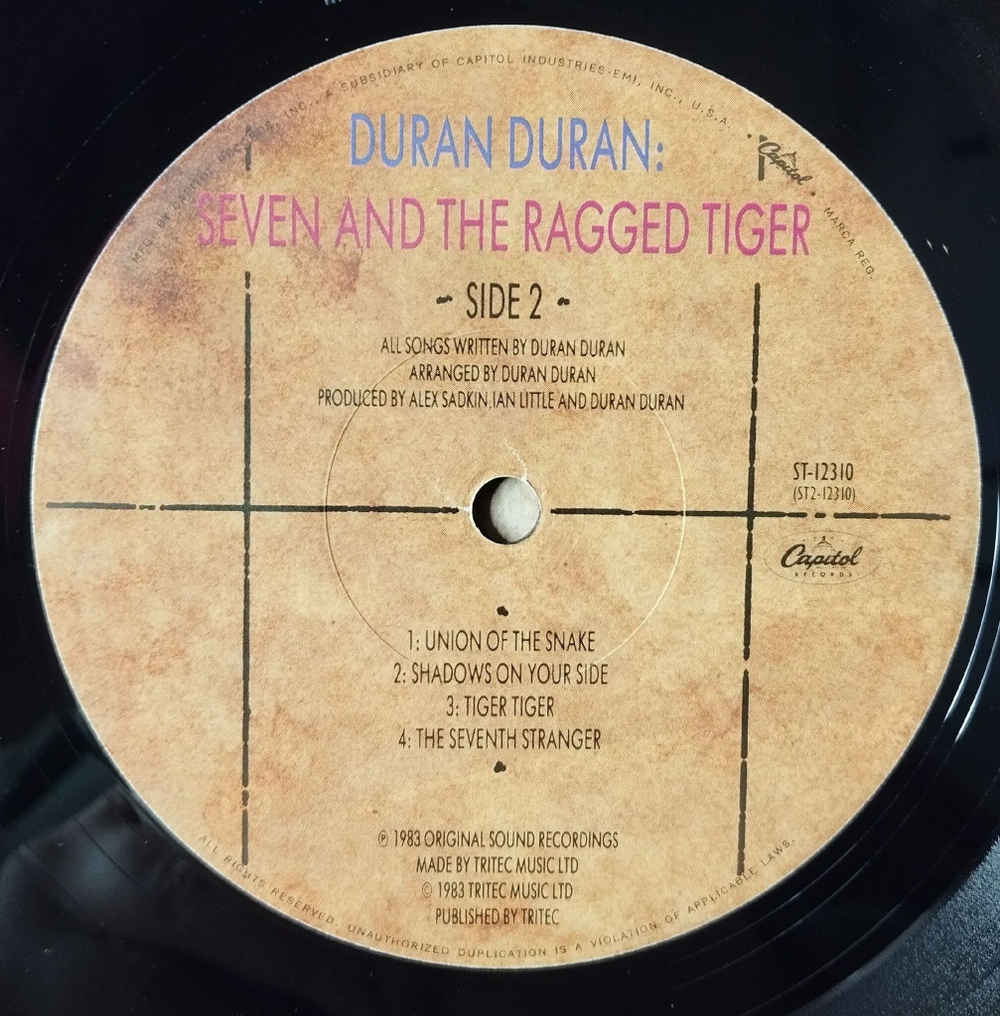 Винтажная виниловая пластинка LP Duran Duran Seven And The Ragged Tiger (USA 1983)