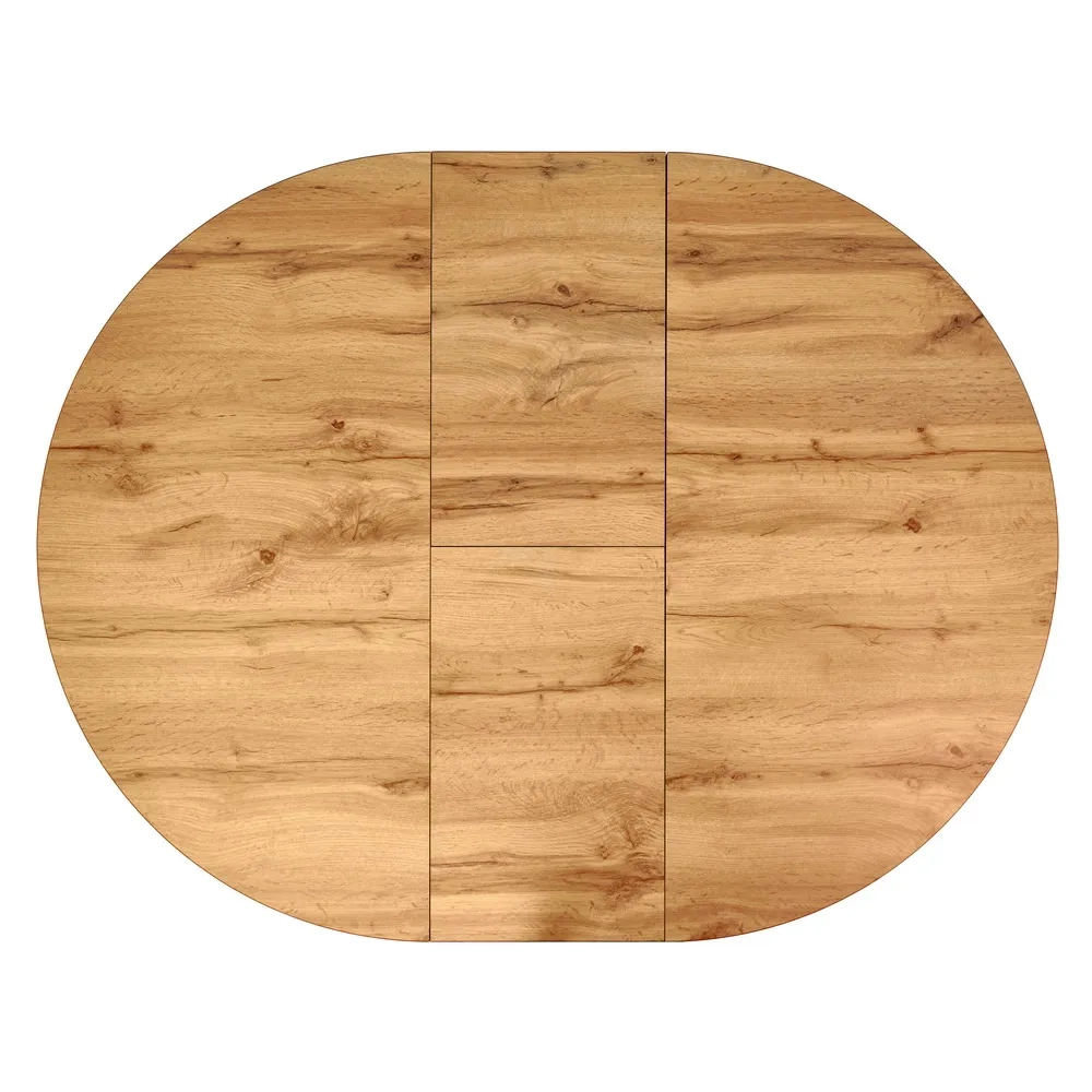 Стол Bradex Home Rudolf круглый раскладной 100-130x100x75см, Дуб Вотан, чёрный