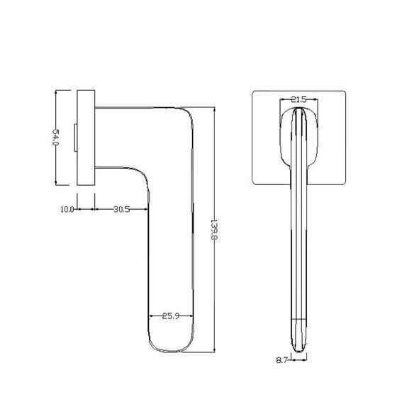 Размеры дверной ручки NIX ZN