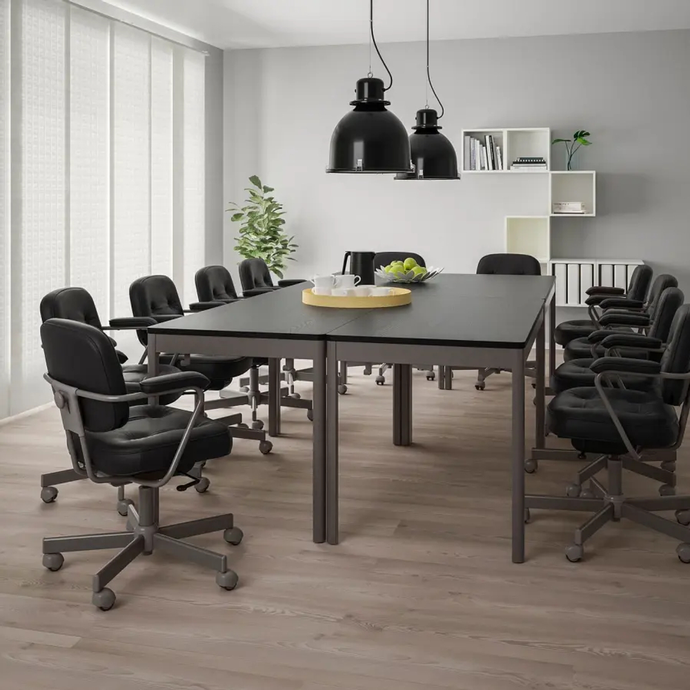 Письменный стол - IKEA IDÅSEN, 140х70 см, темно-серый/черный, ИДОСЕН ИКЕА