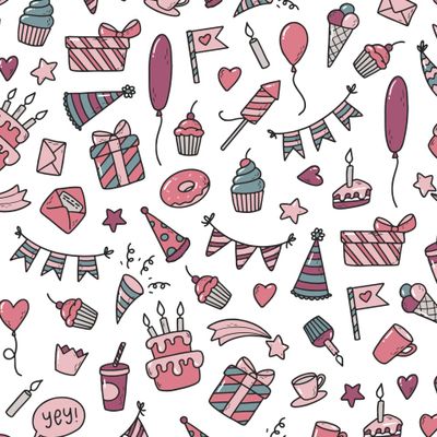 паттерн с дудлами на день рождения