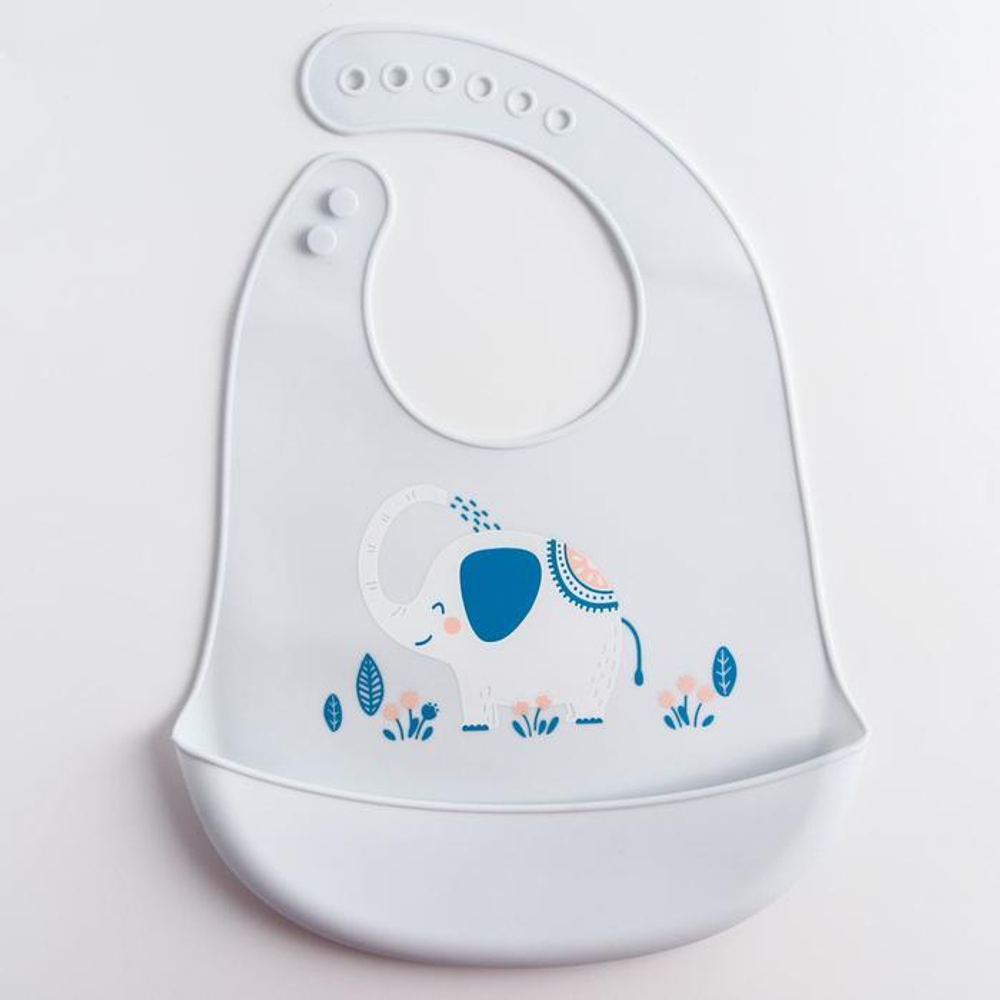 5231415 Нагрудник силиконовый, с карманом «Слон», цвет серый