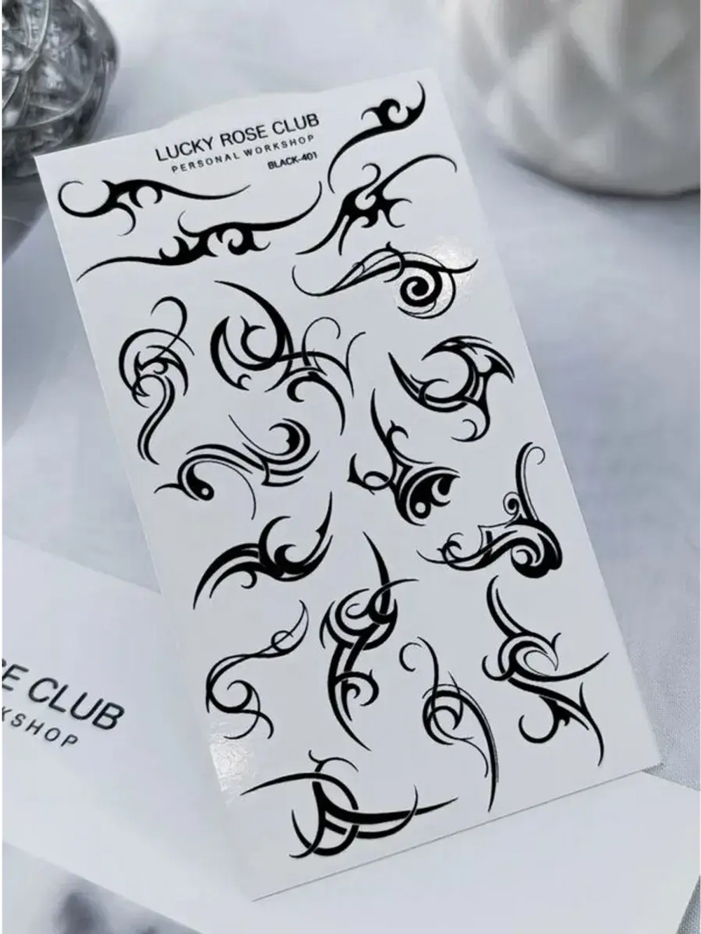 Lucky Rose Слайдеры наклейки для длинных ногтей 401