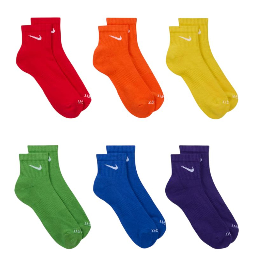 Теннисные носки Nike Everyday One Quarter 6P - multicolor