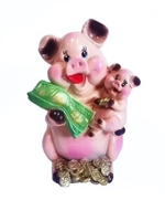 Копилка из гипса «Свинка с долларами» 30см