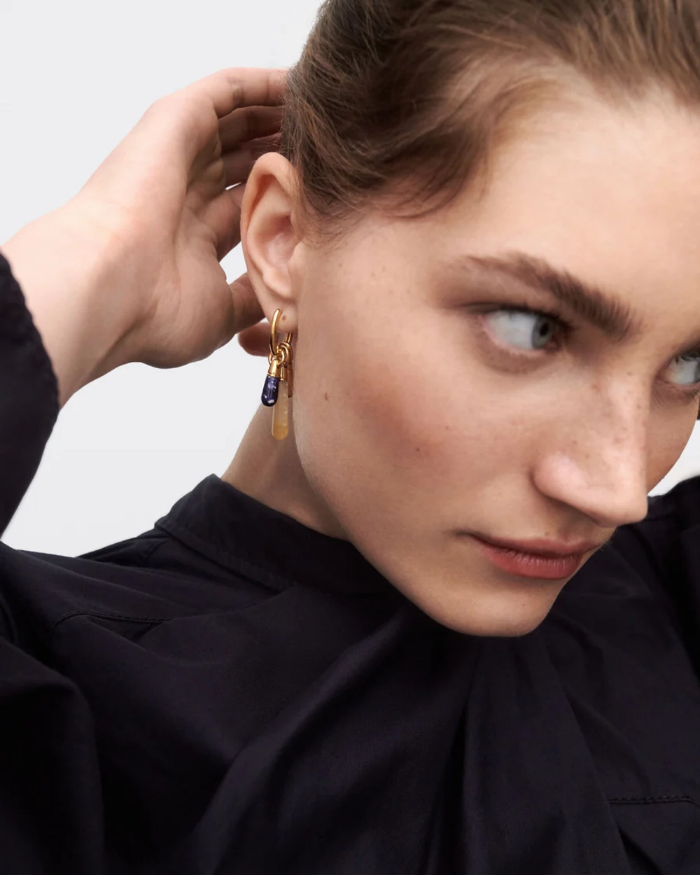 Одиночная серьга Sodalite Jupiter серебро 925 пробы покрытое золотом