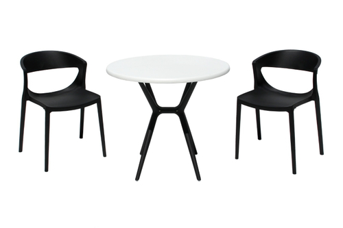 Набор мебели ЕВОК  арт.PP0005WPч+PP9901WRбч белый, черный,  (2стула ЕВОК черный+стол ТЕОРИ бел черн ножки)