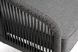 "Канны" диван модульный плетеный из роупа, каркас алюминий темно-серый (RAL7024), роуп темно-серый круглый, ткань темно-серая