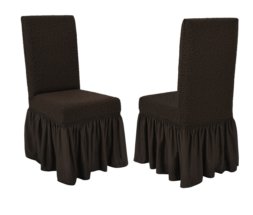 Чехол на стул с оборкой Жаккард, цвет Кофе