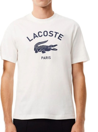 Мужская теннисная футболка Lacoste Signature Print Cotton - white