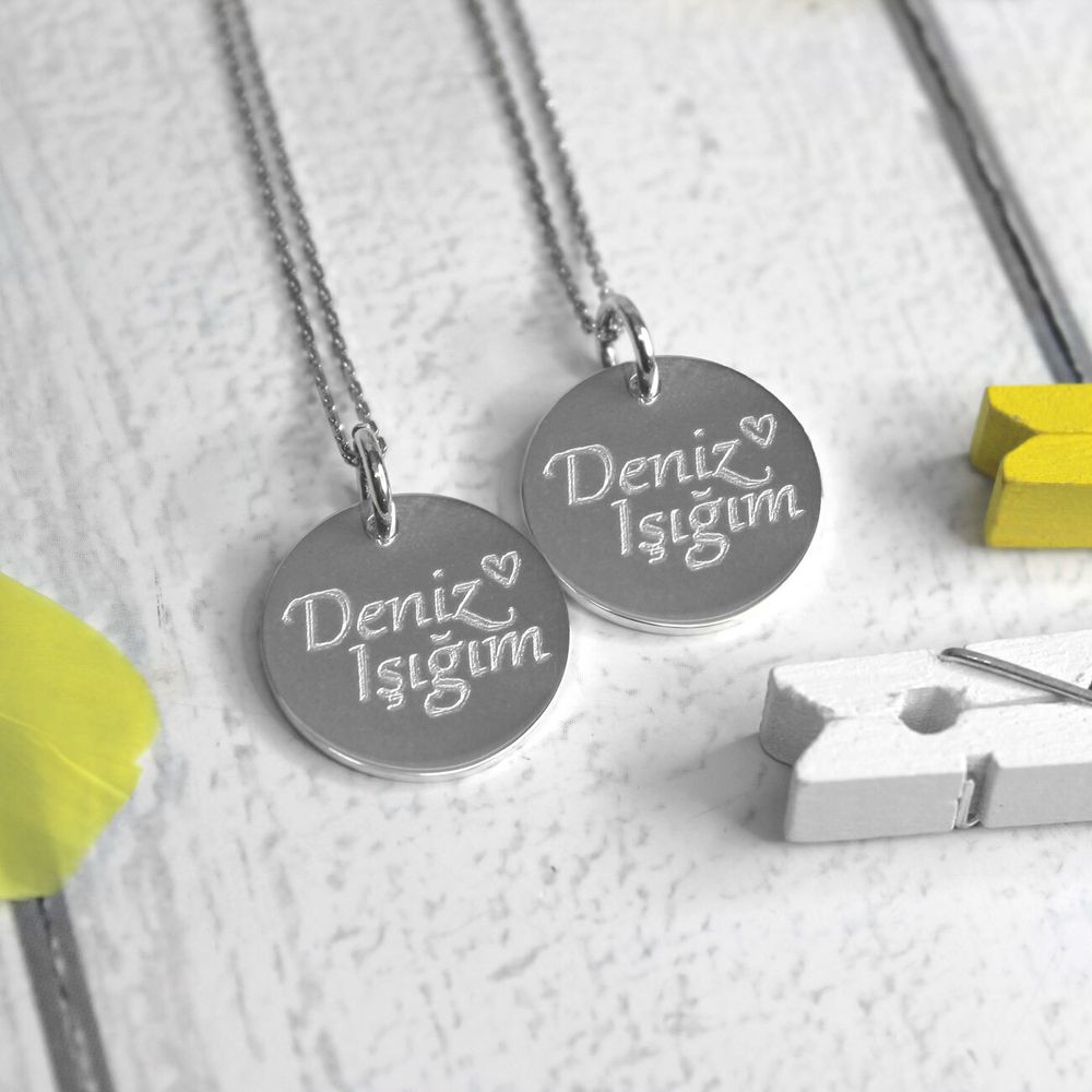 Парные серебряные кулоны подвески для двоих с гравировкой на заказ