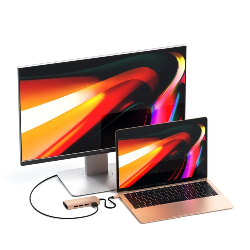 USB-Хаб Satechi Multiport V2 (USB-C) (ST-TCMA2) Подключение: встроенный кабель USB-C. Порты: USB-C (PD 3.1 115 Вт), USB-A 3.2 Gen 2, 2 USB-A 3.2 Gen 1, microSD, SD, HDMI (до 4K 60 Гц), Gigabit Ethernet