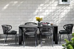 "Венето" обеденный стол из HPL 160х80см, цвет "серый гранит", каркас черный