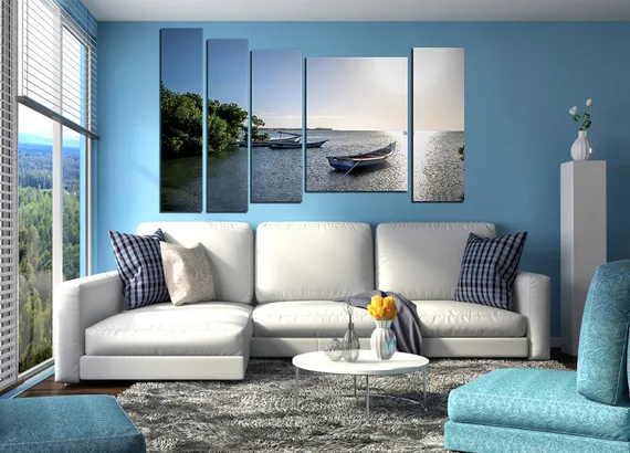 Модульная картина "Лодка у причала"