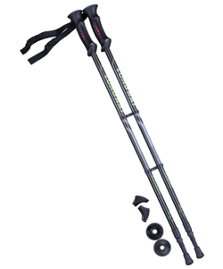 Палки для скандинавской ходьбы Longway, 77-135 см, 2-секционные, чёрный/ярко-зелёный