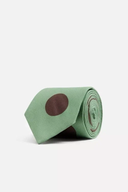 ZARA X HARRY LAMBERT, ГАЛСТУК В ГОРОШЕК, СВЕТЛО-ЗЕЛЕНЫЙ