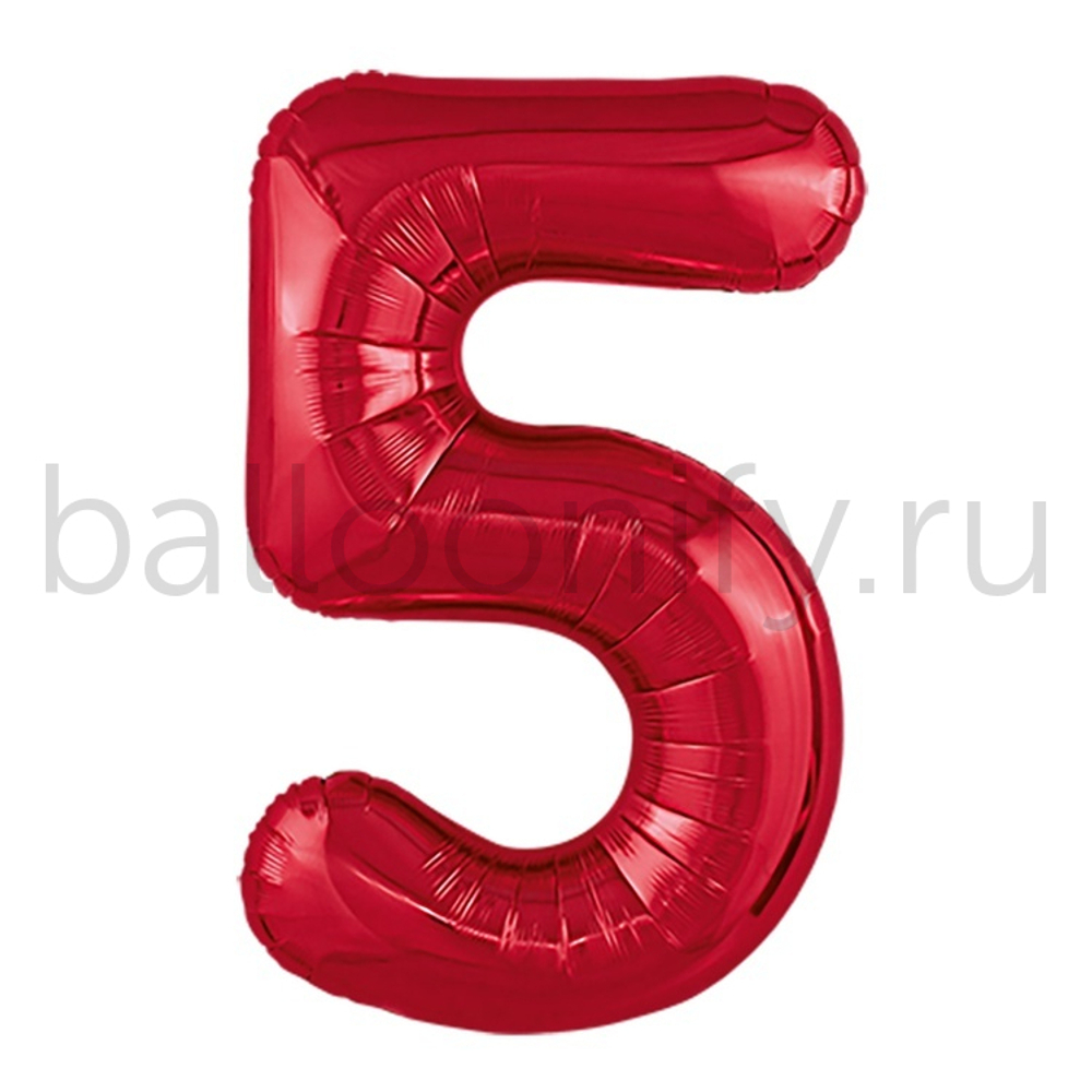 Шар ЦИФРА 5 Металлик Red 40" 102 см