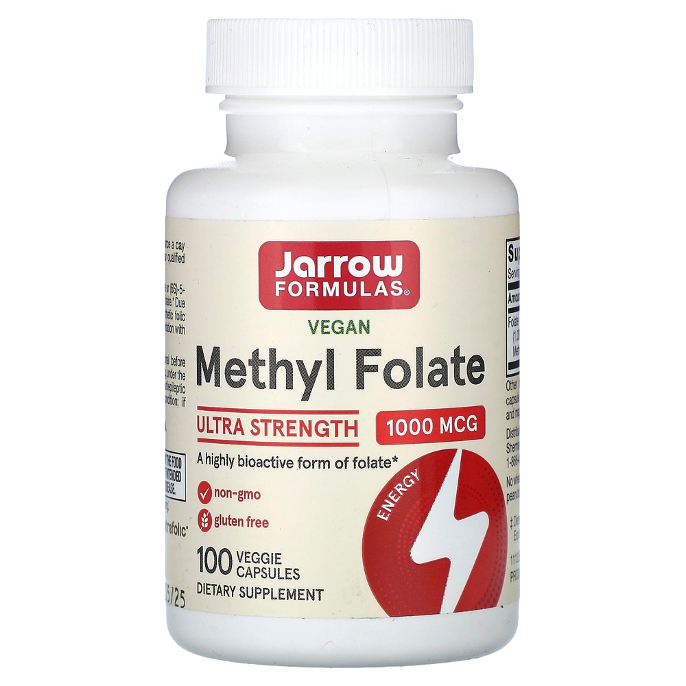 Jarrow Formulas, метилфолат, повышенная сила действия, 1000 мкг, 100 растительных капсул