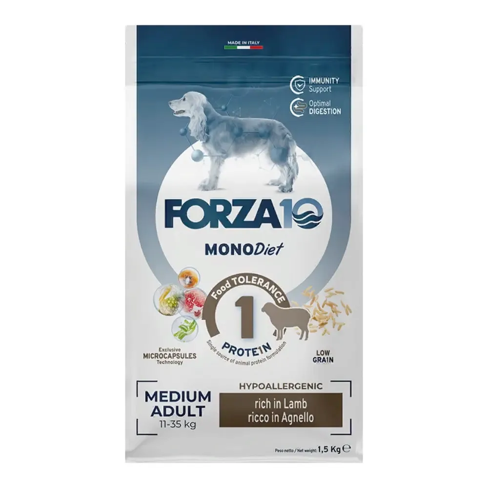 Сухой корм гипоаллергенный Forza 10 Medium Diet Agnello для собак средних пород с ягненком