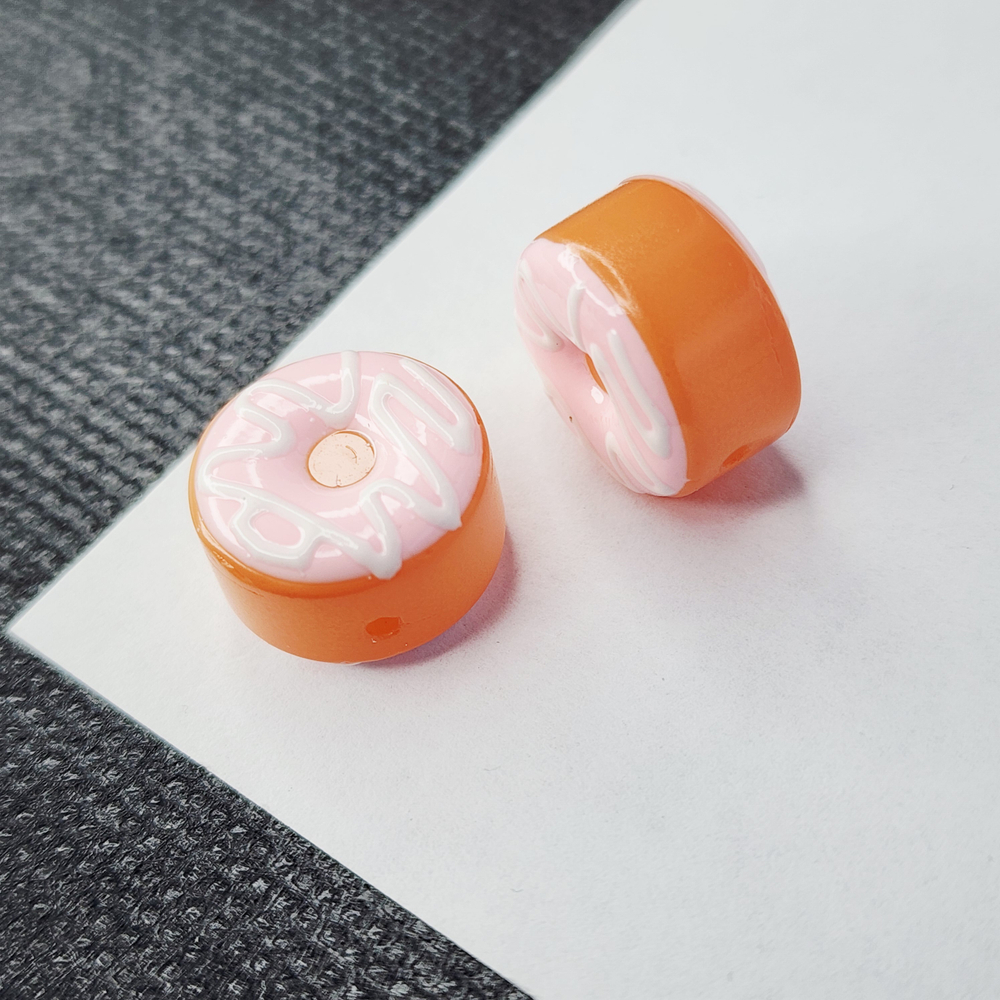 Бусина лэмпворк, пончик с глазурью, р-р 15мм, штучно