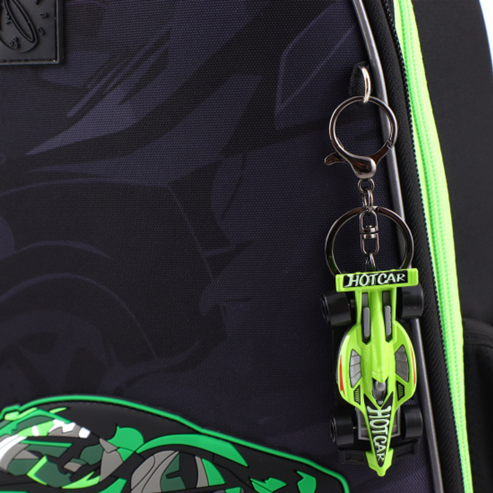 Ранец, спинка эргономичная, 2 отделения, 39*29*16 см, First, Зеленая машина, КОКОС, 240460