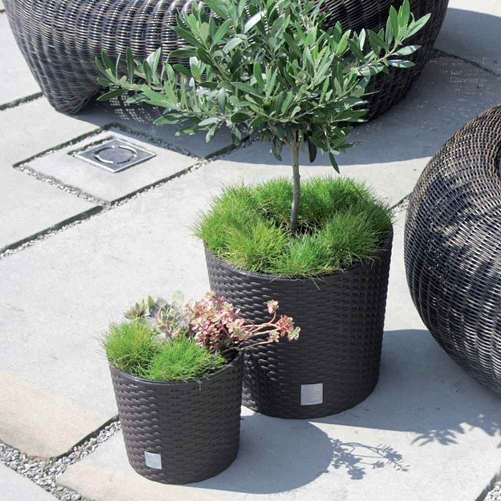 Кашпо для цветов Prosperplast Rato Round 15,3+15л, антрацит