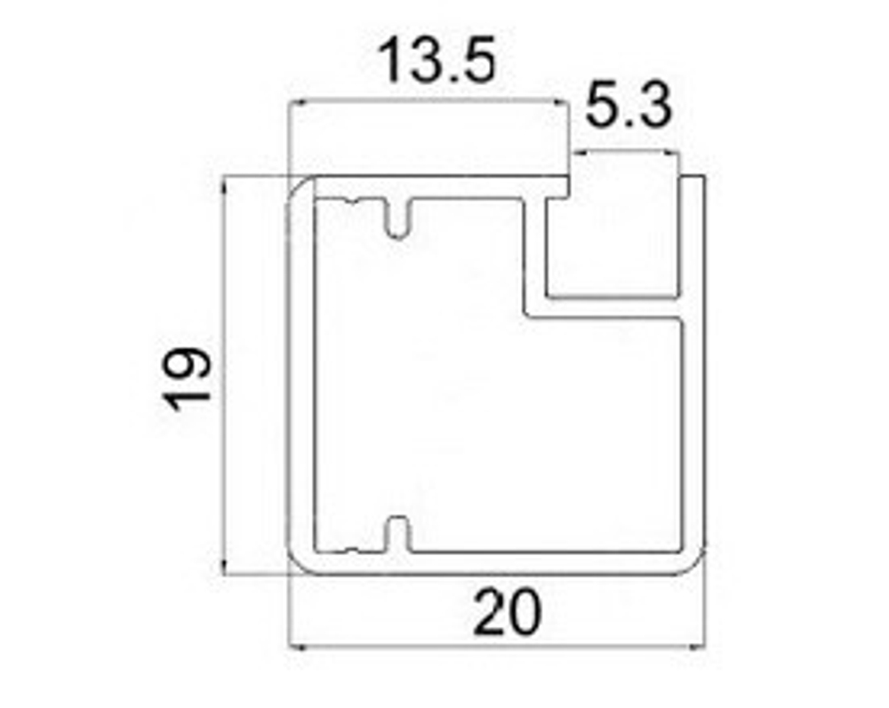 Профиль рамочный узкий, 19х20х19 мм, черный, L-2950 (анод) PF-02