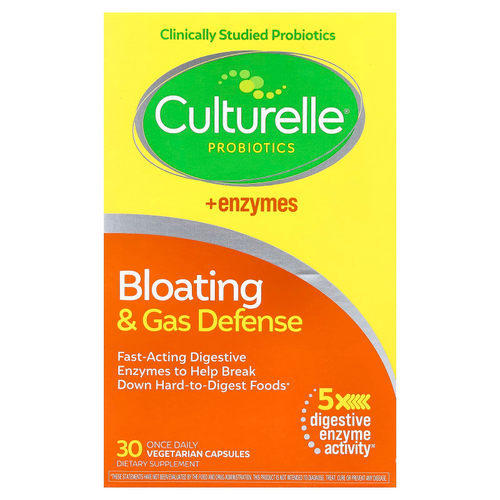 Culturelle, Пробиотики, вздутие живота и газовая защита, 30 вегетарианских капсул