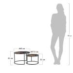 Набор кофейных столиков Bradex Home ов Tango космический с чёрными ножками, 2шт