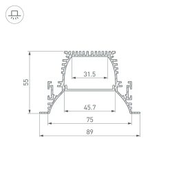 Профиль ARH-POWER-W90-F-COMFORT-2000 ANOD (Arlight, Алюминий) 036357