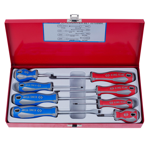 KING TONY (33108MR) Набор отверток в кейсе (PH, SL) 8 предметов